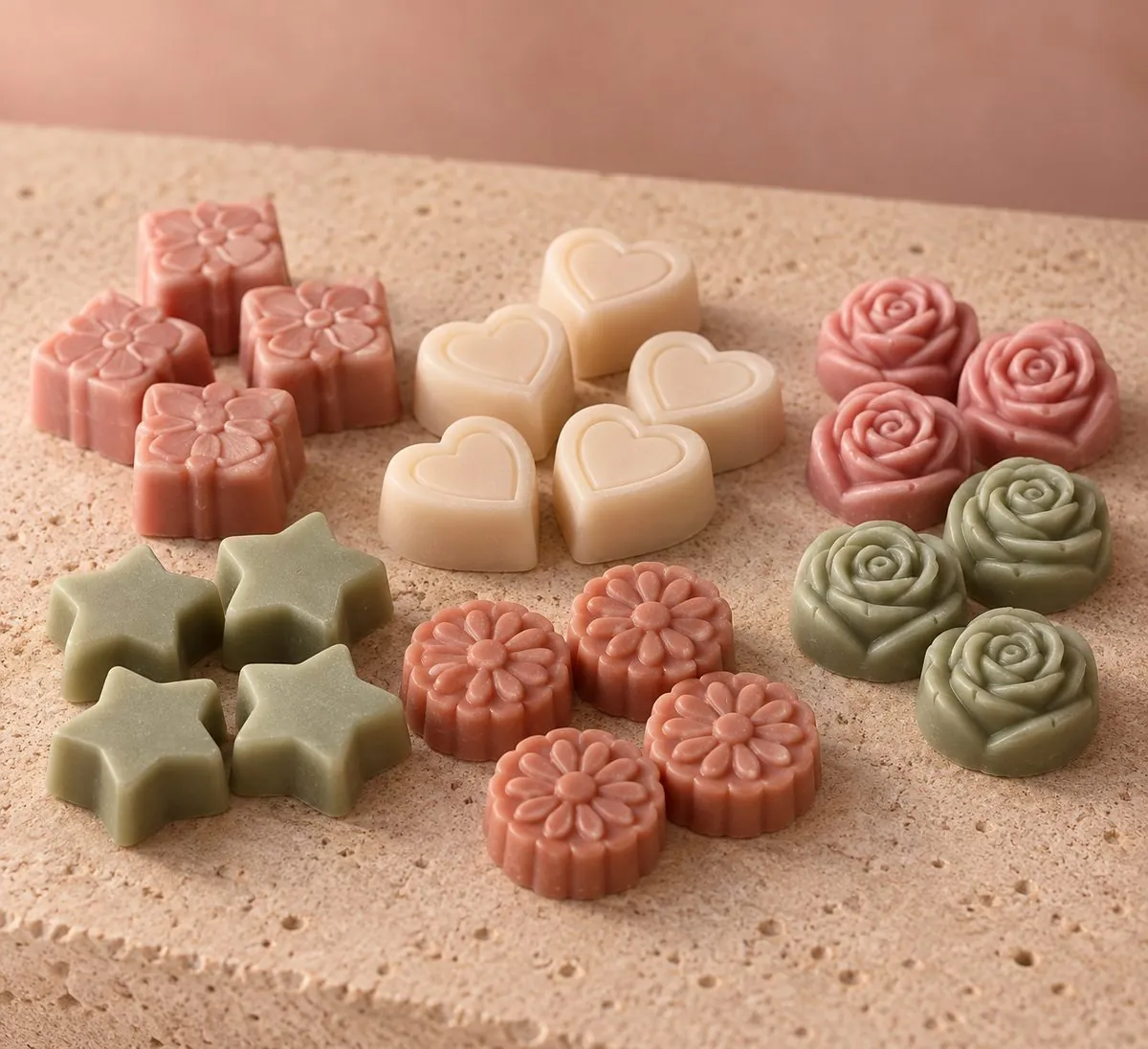 Mini velas surtidas en forma de estrella, corazón, rosa, flor y regalo